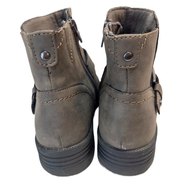 Earth Womens Size 8.5 Boot Paloma Taupe Ankle Bootie Faux Leather Buckle Shoe - Picture 2 of 9